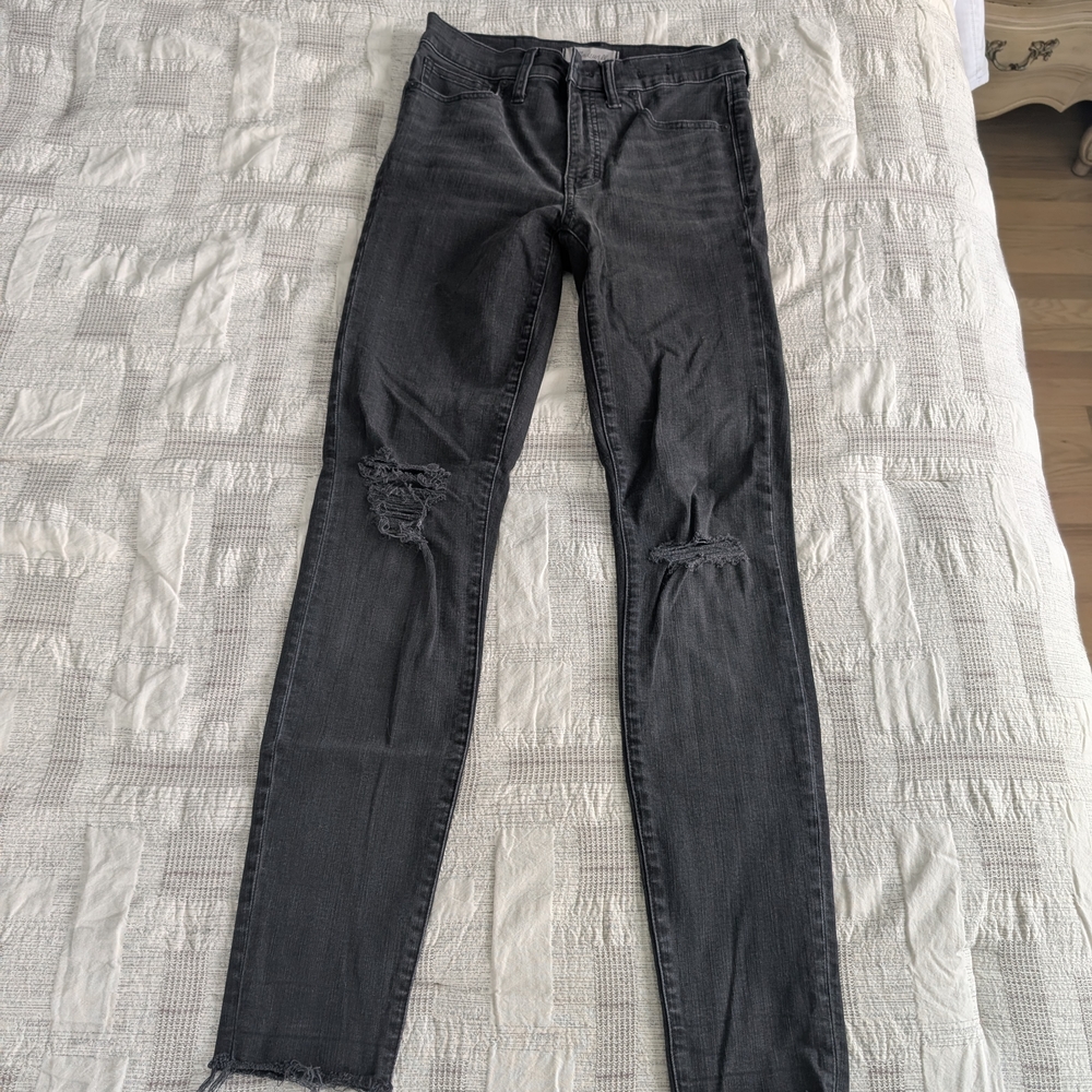 Madewell Black Skinny Jeans Stretchy Distressed